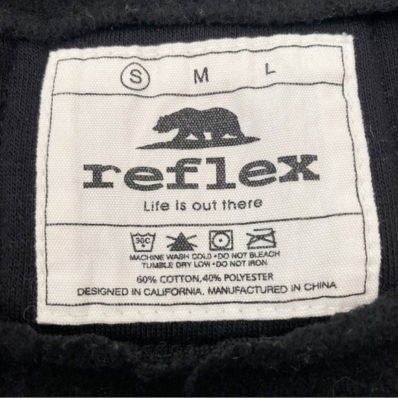 REFLEX Black Crewneck Pullover Sweatshirt with White Stars Small - Picture 4 of 4